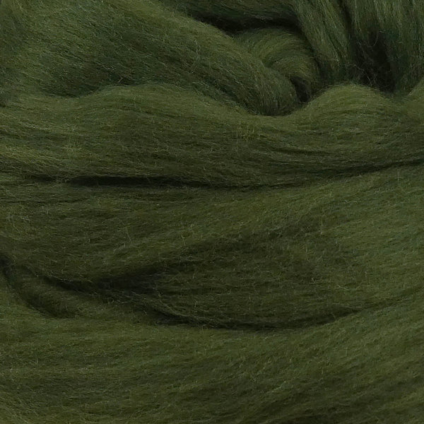 Merinowolle im Kammzug, dunkelgrün